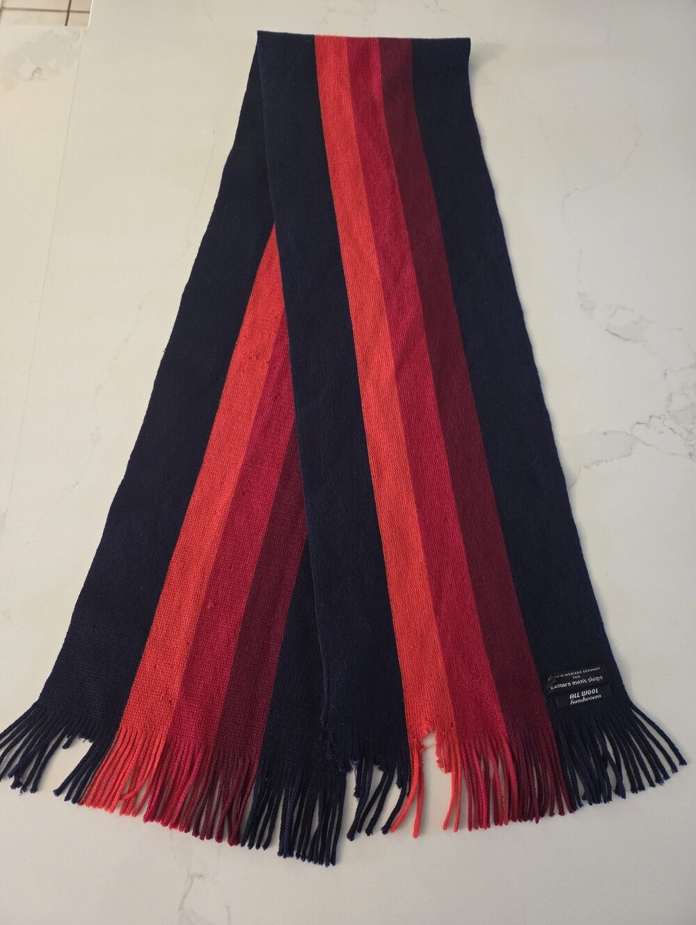 Vintage All Wool Woven In Germany Bold Striped Scarf